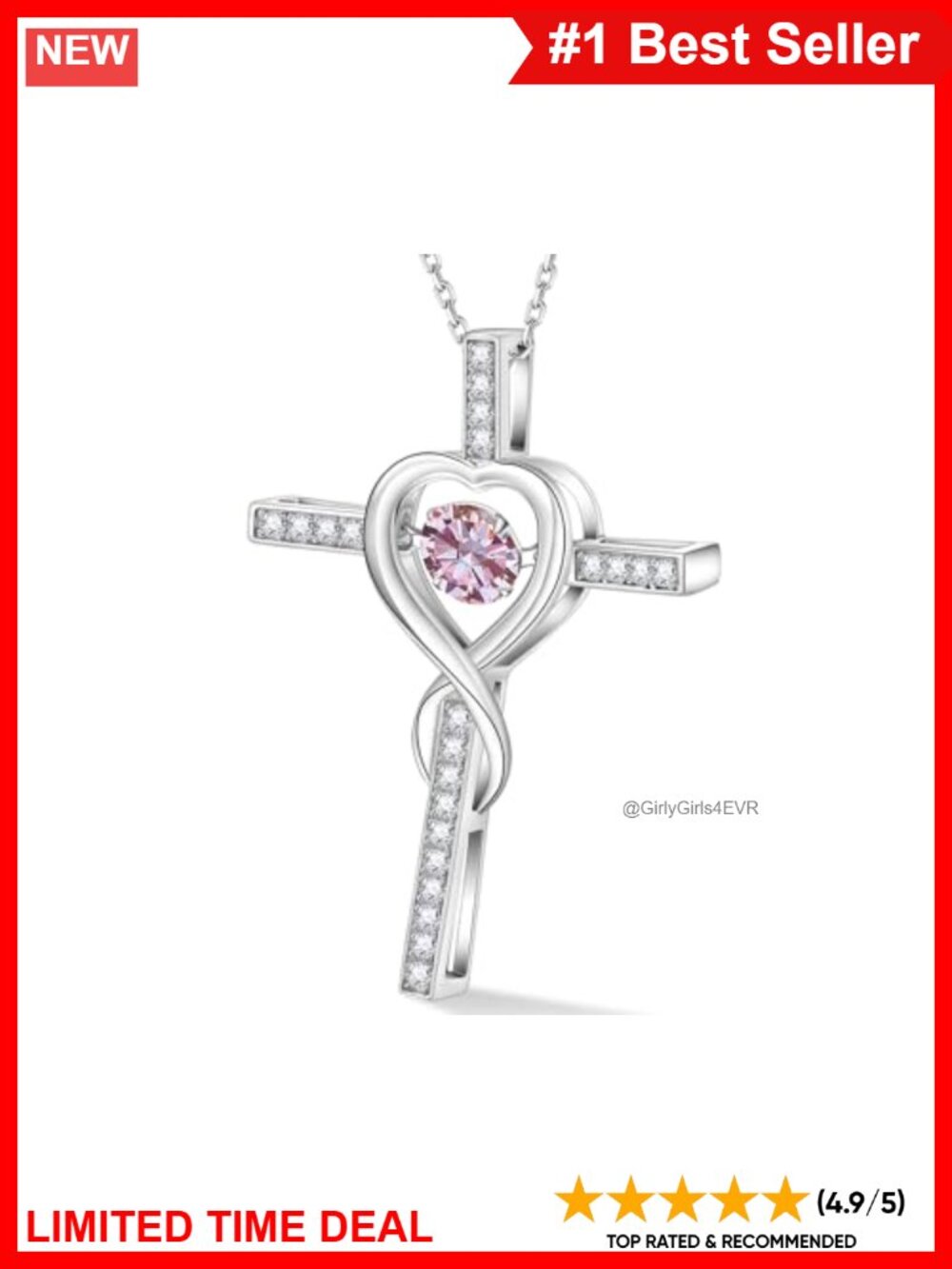 Moissanite Cross Necklace 925 Sterling Silver 18k Gold Plated Pendant